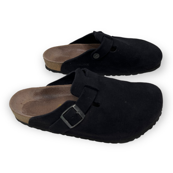 Birkenstock Shoes - Birkenstock Black Suede Boston Clog Mule Size 40 Ladies Size 9